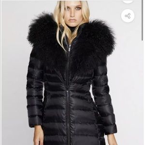 Dawn Levy large Camilla Mongolian fur trim puffer